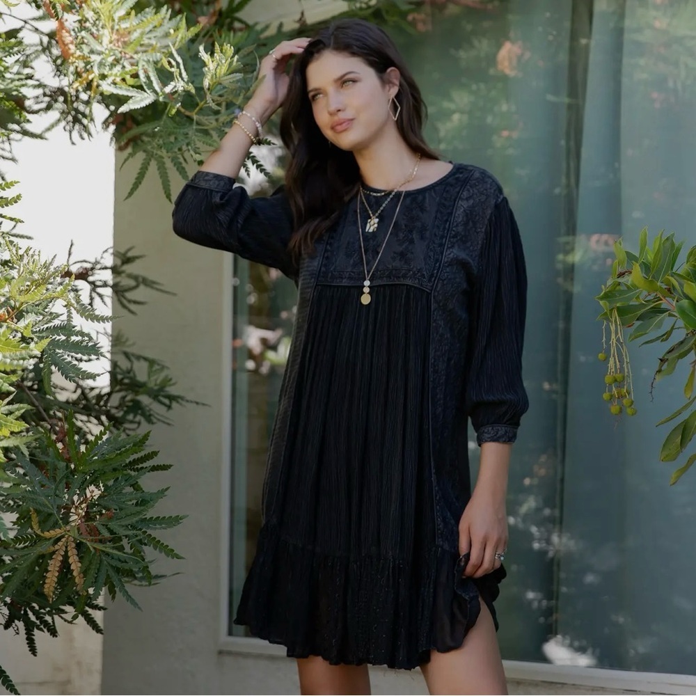 Boho Short Dress with Artisan Embroidery